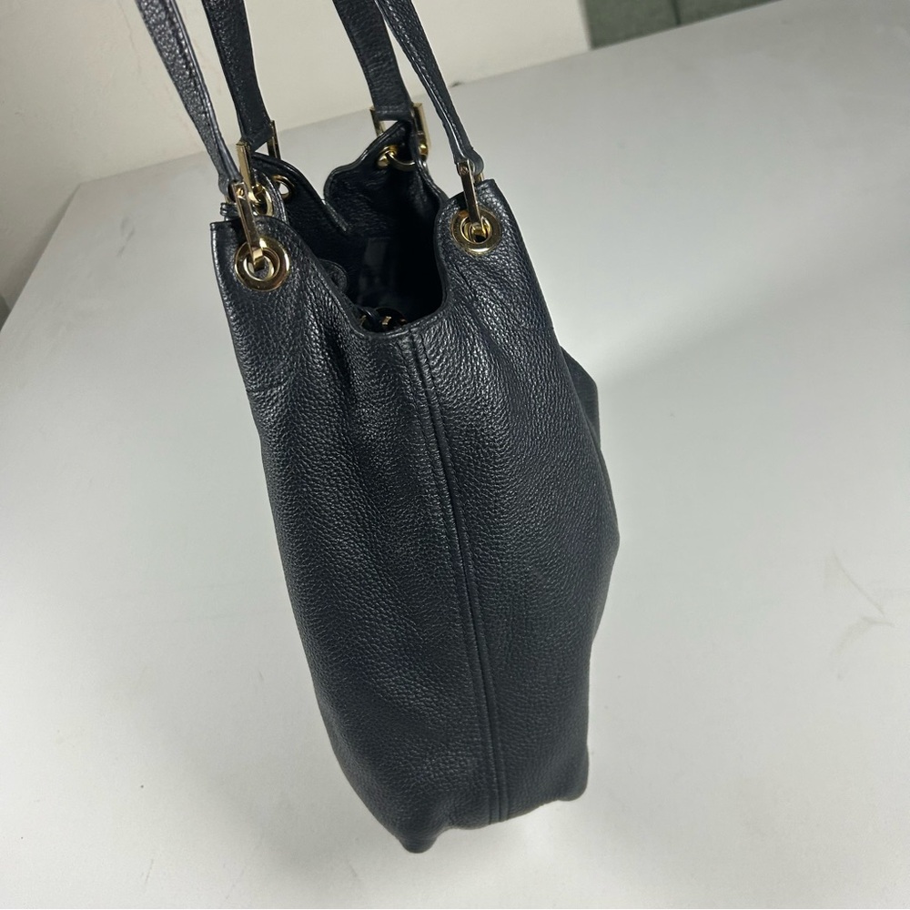 MICHAEL KORS Black Camden Drawstring Pebble Leather Tassel Shoulder Bag Purse - Picture 3 of 10